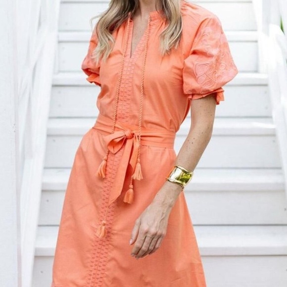 Julia Amory Short Sleeve Coatue Caftan, Coral Reef, Size XS - Picture 1 of 8